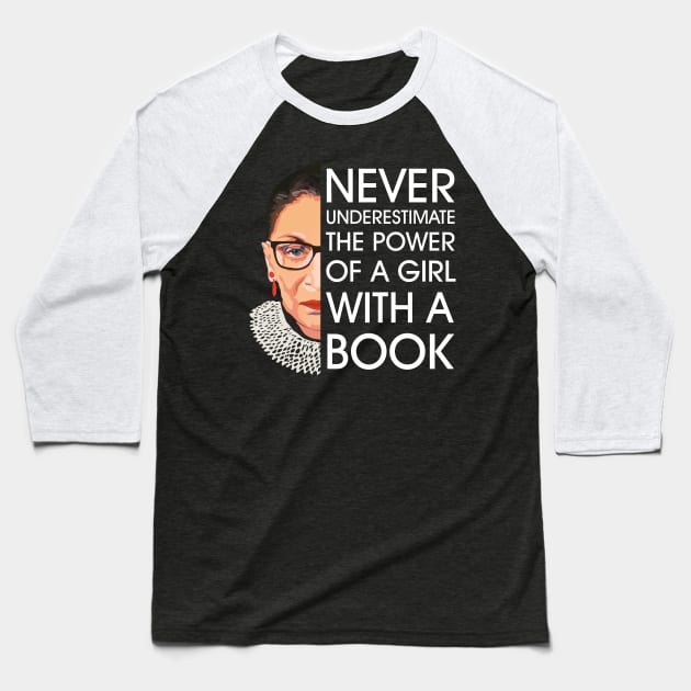 Never Underestimate The Power Of A Girl With A Book Baseball T-Shirt by oyshopping